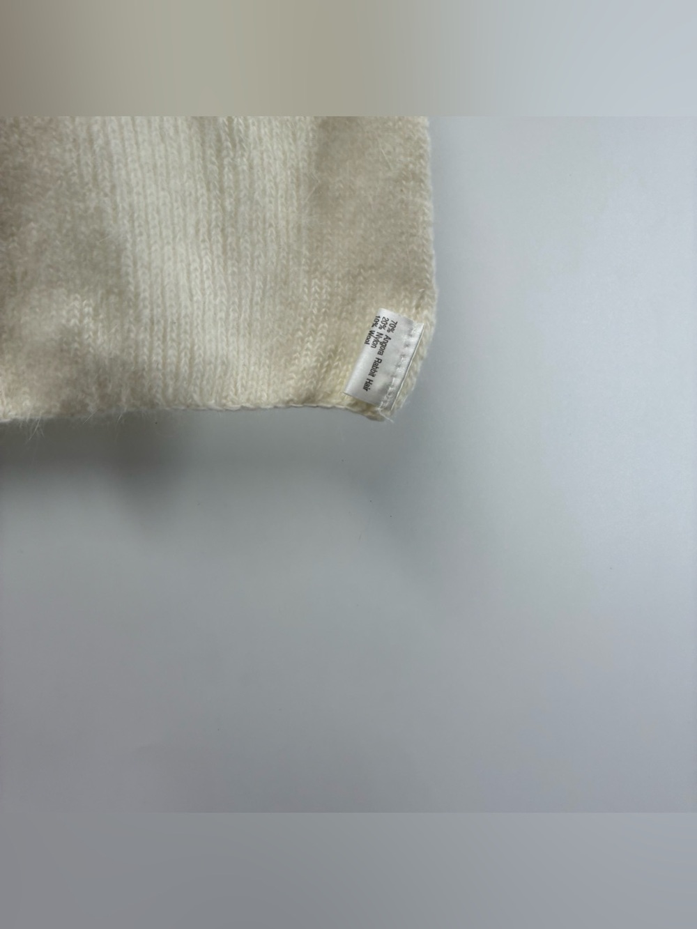 Angora Rabbit Hair Wool Nylon Cream Long Scarf - Picture 2 of 4